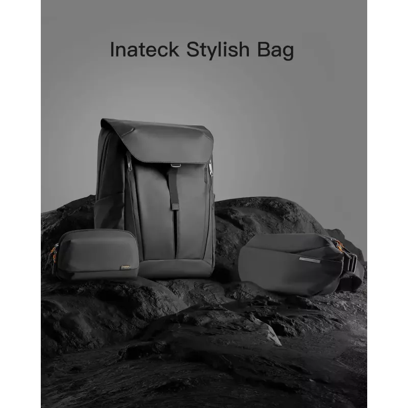 Borsa a tracolla Inateck LB03014 — unisex poliestere 900D, zip, 4 l, nero