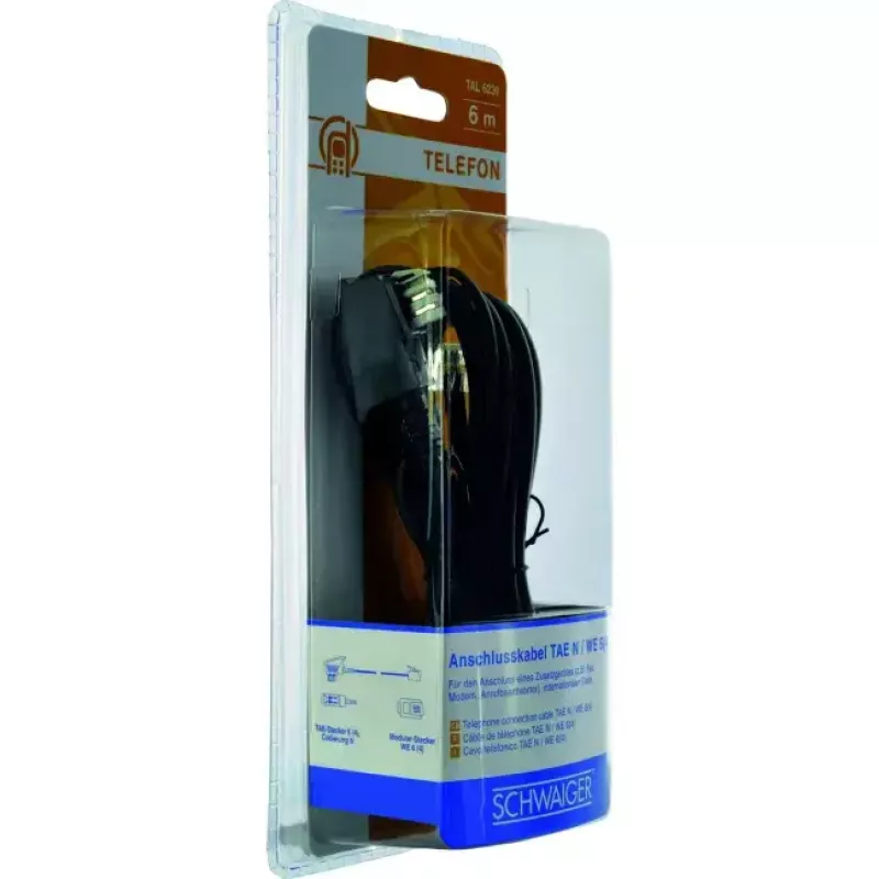 Cavo RJ-11 Schwaiger TAL6236533 6,0 m TAE-N nero