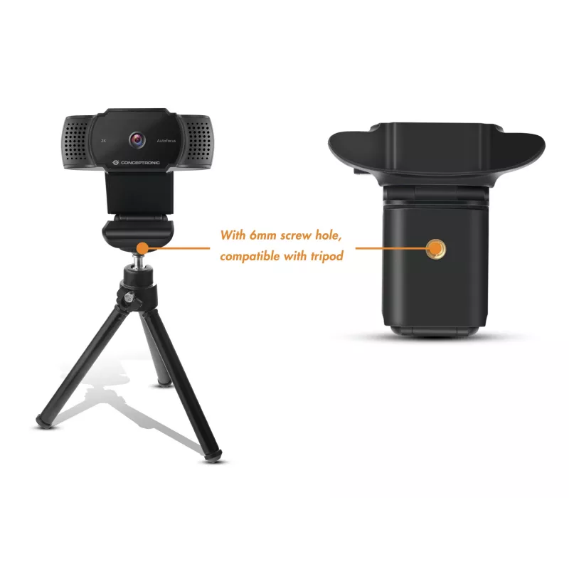 Webcam Conceptronic AMDIS 2K Super HD con autofocus e microfono