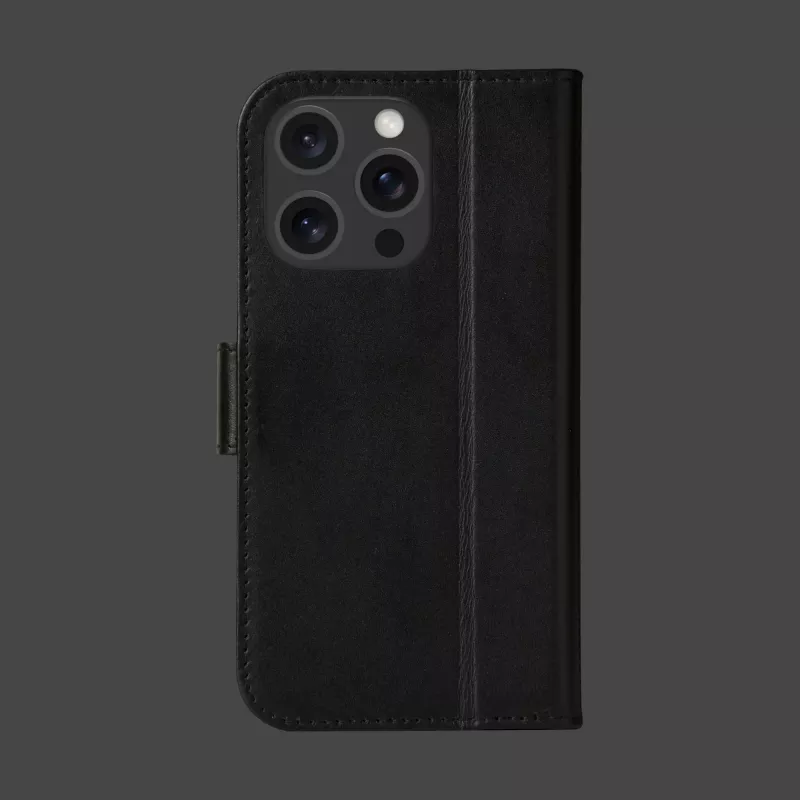 Custodia folio dbramante1928 iPhone 16 Pro nero 3 scomparti per carte