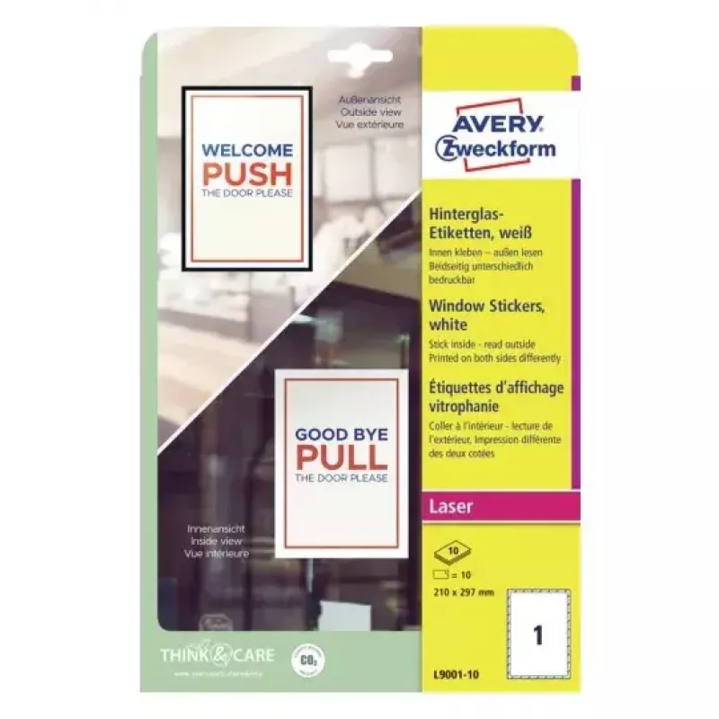 Avery adesivo per finestre etichetta adesiva per stampante A4 bianco 10 pezzi