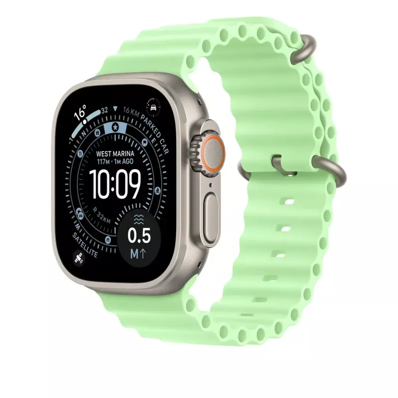 Cinturino Apple finitura in titanio naturale MGCG4ZM/A Verde fluoroelastomero 49 mm
