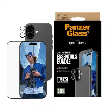 PanzerGlass Bundle 2-in-1 Essentials iPhone 17 antigraffio antiurto
