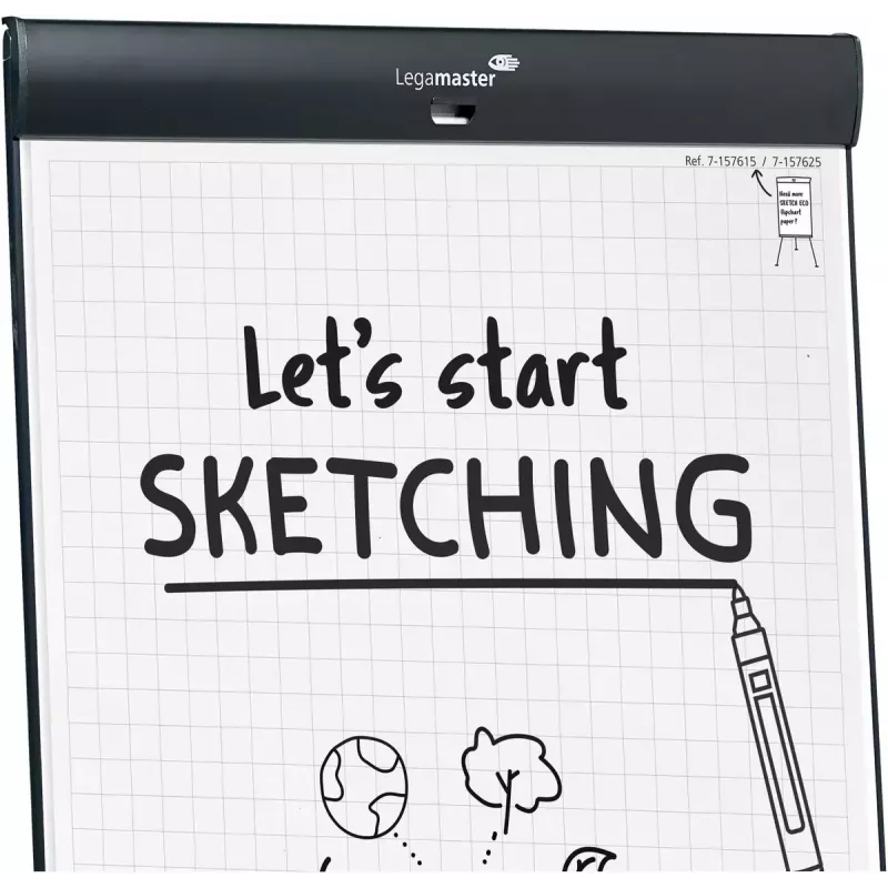 Legamaster SKETCH PRO Lavagna a fogli mobili con base a stella in acciaio 5 rotelle