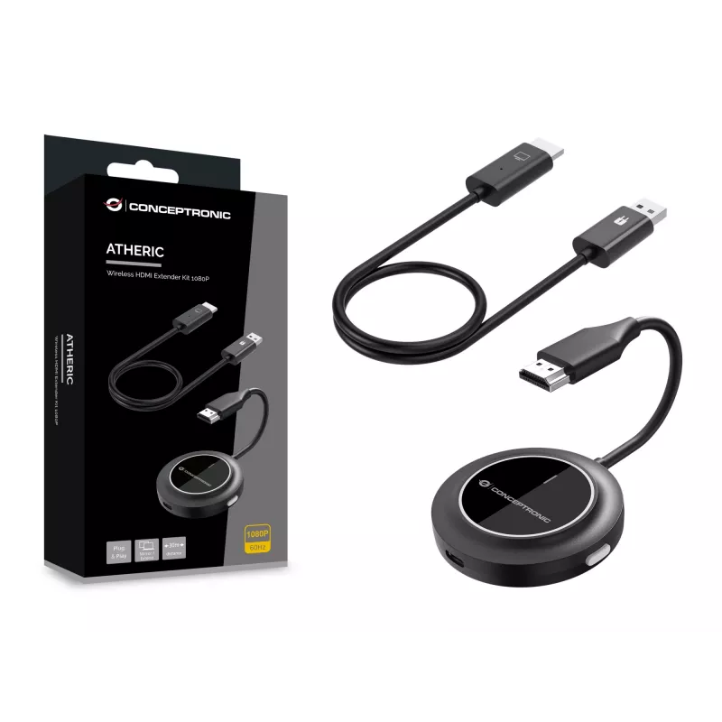 Kit extender HDMI wireless CONCEPTRONIC ATHERIC02B – dongle, HDMI/USB, 1080p (1920x1080), alimentato via USB