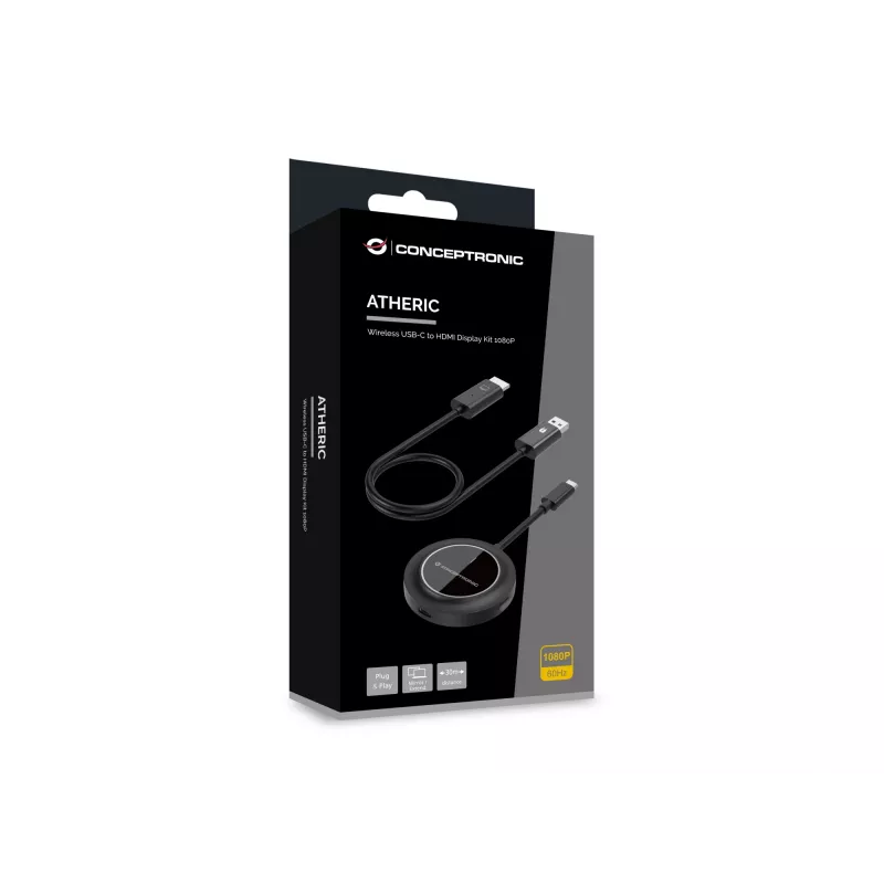 Conceptronic ATHERIC01B kit display wireless USB-C a HDMI 1080P