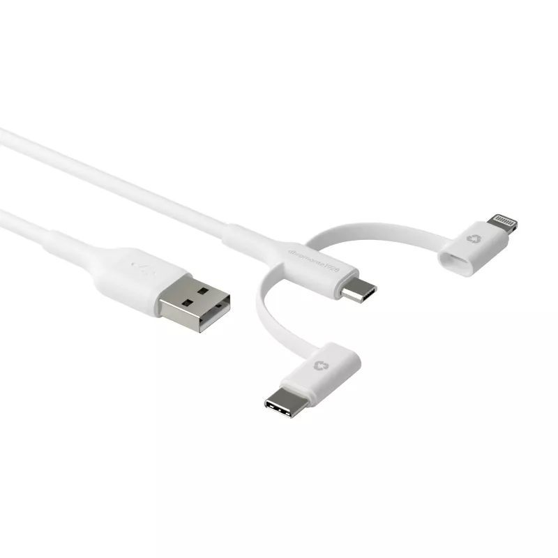 dbramante1928 re-charge - cavo 3-in-1 – USB-A a USB-A, C e Lightning - bianco