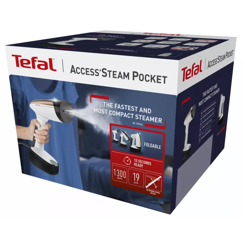 Tefal DT3030 ferro da stiro a vapore verticale 0,12 l 1300 W nero, oro rosa, bianco
