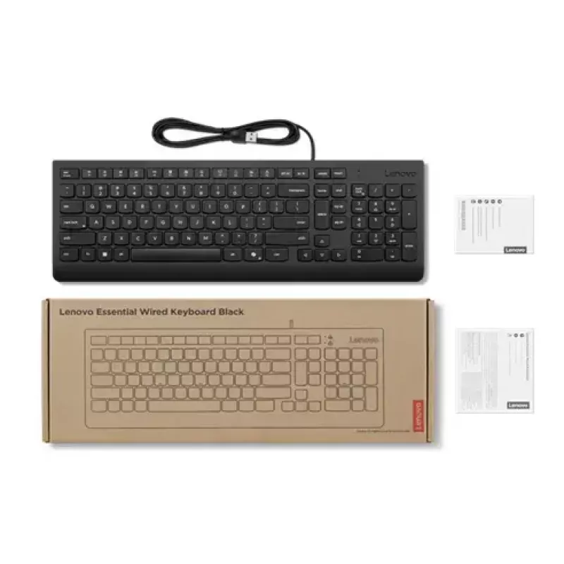 Tastiera USB full-size con filo Lenovo 4Y41R64642 — layout danese, 105 tasti, nero