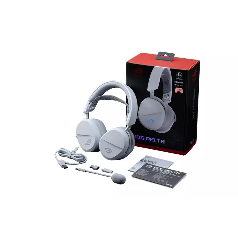 ASUS ROG Pelta headset con filo e wireless archetto gaming USB Type-C Bluetooth bianco