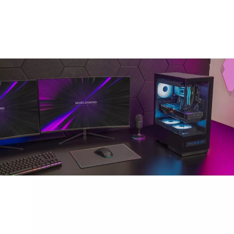 Case PC TACENS MARS MC-PULSAR LCD ATX Midi Tower, vetro temperato, LCD frontale, USB-C, supporta GPU 33,2 cm