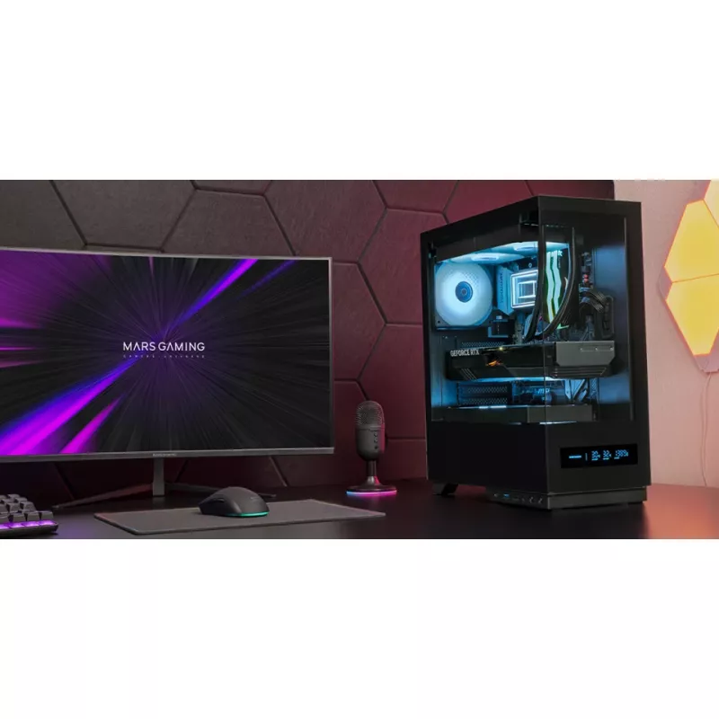 Case PC TACENS MARS MC-PULSAR LCD ATX Midi Tower, vetro temperato, LCD frontale, USB-C, supporta GPU 33,2 cm