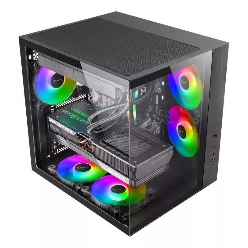 Case PC TACENS Mars Gaming MCV-ONE Midi Tower – nero, ATX/Micro-ATX/Mini-ITX, vetro temperato, supporta ventole da 120 mm