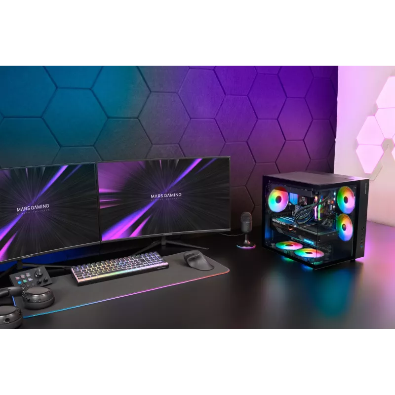 Case PC TACENS Mars Gaming MCV-ONE Midi Tower – nero, ATX/Micro-ATX/Mini-ITX, vetro temperato, supporta ventole da 120 mm