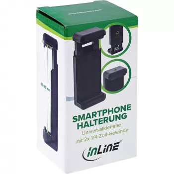 Supporto universale per cellulare InLine per treppiedi selfie stick nero