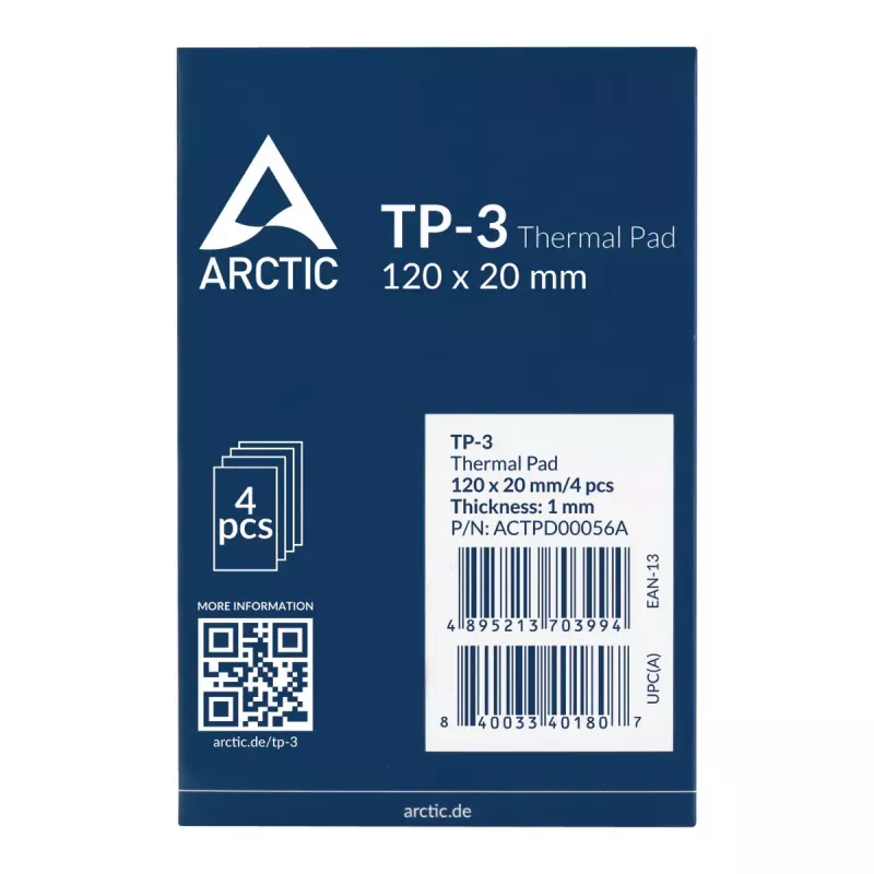ARCTIC TP-3 Premium Performance pad termico 120 x 20 mm, 1 mm