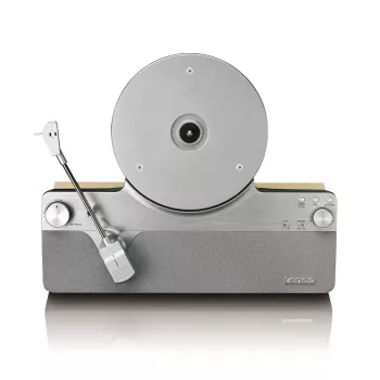 Giradischi a trasmissione a cinghia Lenco LSA-071SI, completamente automatico, grigio, Bluetooth, 3,5 mm, 10 W