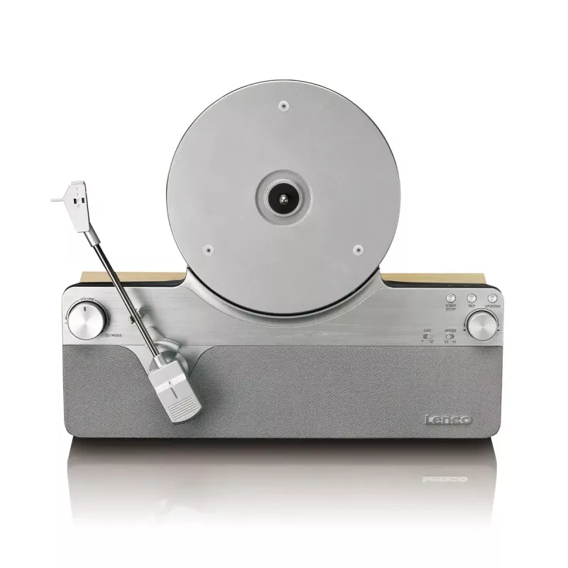 Giradischi a trasmissione a cinghia Lenco LSA-071SI, completamente automatico, grigio, Bluetooth, 3,5 mm, 10 W