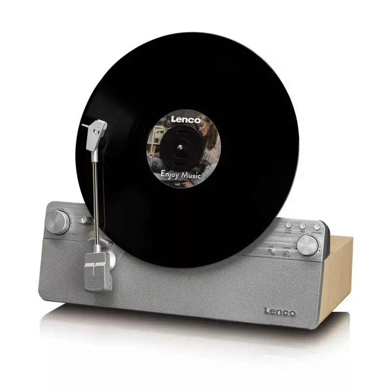 Giradischi a trasmissione a cinghia Lenco LSA-071SI, completamente automatico, grigio, Bluetooth, 3,5 mm, 10 W
