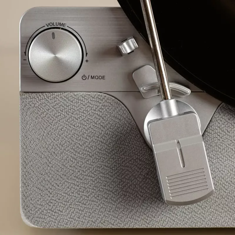 Giradischi a trasmissione a cinghia Lenco LSA-071SI, completamente automatico, grigio, Bluetooth, 3,5 mm, 10 W