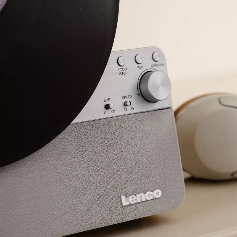 Giradischi a trasmissione a cinghia Lenco LSA-071SI, completamente automatico, grigio, Bluetooth, 3,5 mm, 10 W