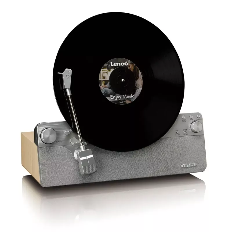 Giradischi a trasmissione a cinghia Lenco LSA-071SI, completamente automatico, grigio, Bluetooth, 3,5 mm, 10 W