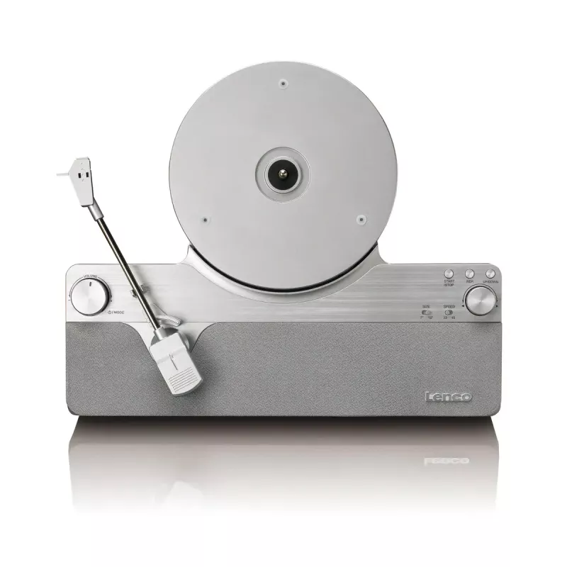 Giradischi a trasmissione a cinghia Lenco LSA-071SI, completamente automatico, grigio, Bluetooth, 3,5 mm, 10 W