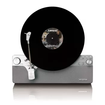 Giradischi a trasmissione a cinghia Lenco LSA-071SI, completamente automatico, grigio, Bluetooth, 3,5 mm, 10 W
