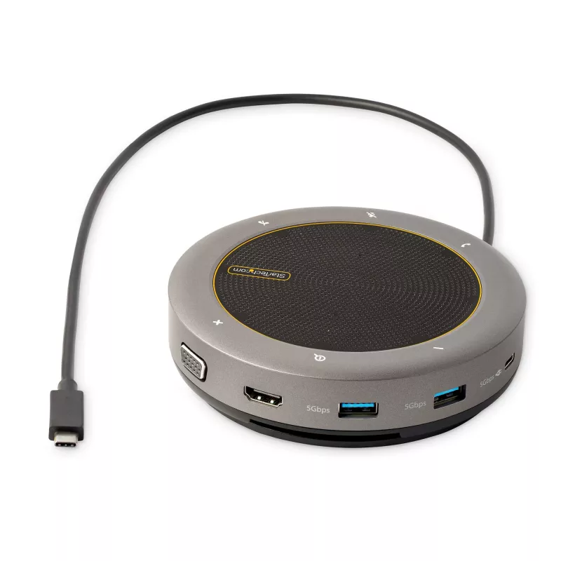 StarTech.com docking station speakerphone USB-C, mini speaker da conferenza portatile e audio dock, USB-C a VGA/HDMI 4K, hub 2x USB-A, microfono/speaker, speakerphone Teams/Zoom/Softphone