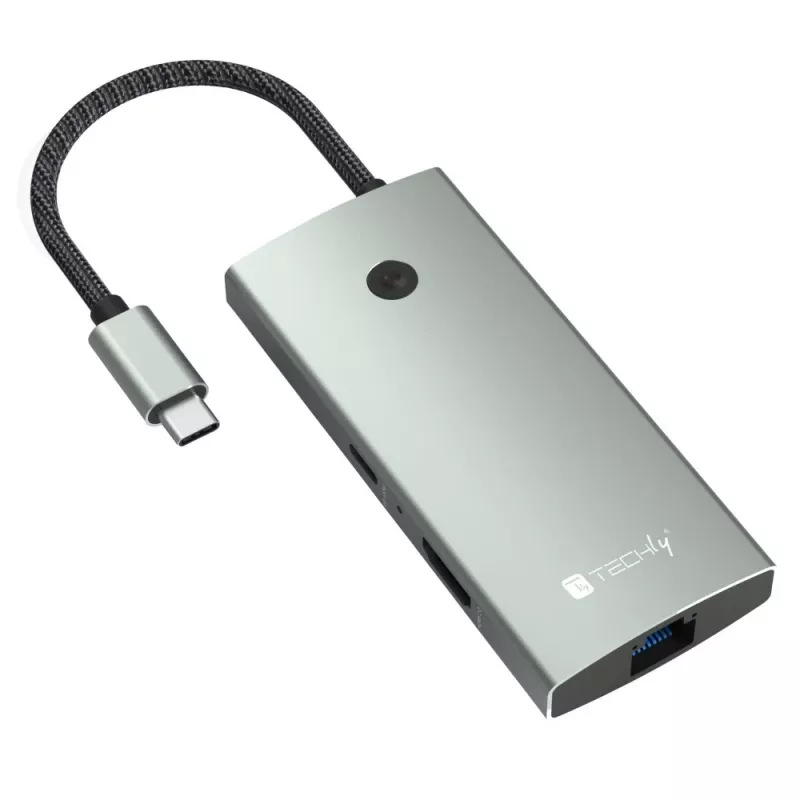 Techly IUSB32C-HUB6HPDI hub interfacce USB 3.2 Gen 1 (3.1 Gen 1) Type-C 5000 Mbit/s alluminio