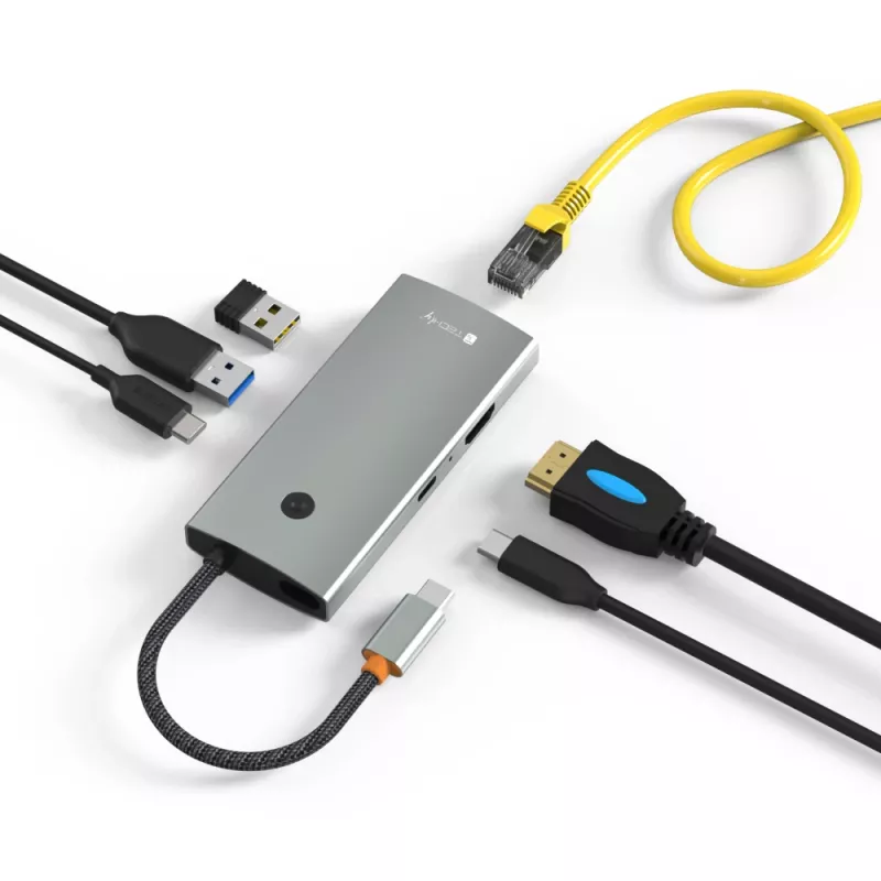 Techly IUSB32C-HUB6HPDI hub interfacce USB 3.2 Gen 1 (3.1 Gen 1) Type-C 5000 Mbit/s alluminio