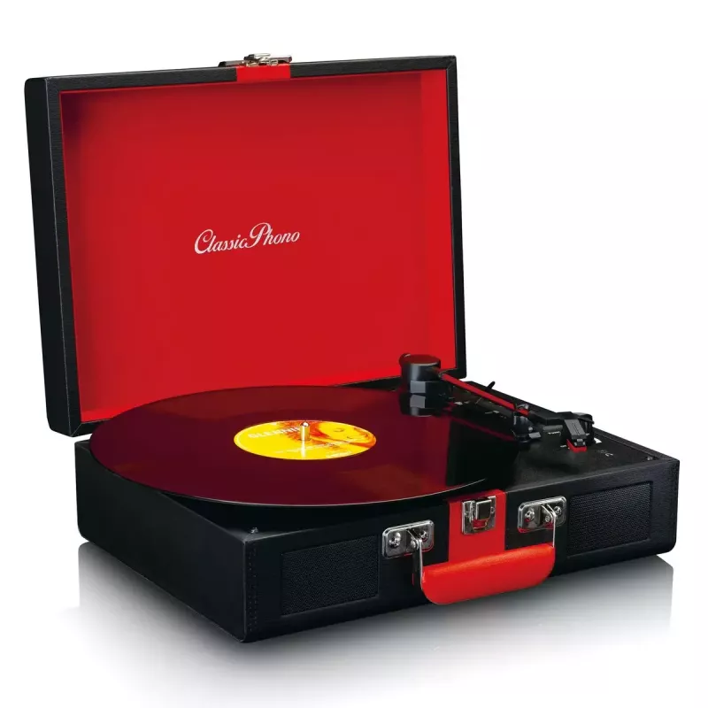 Giradischi audio a trasmissione a cinghia Lenco TT-110 nero rosso semiautomatico