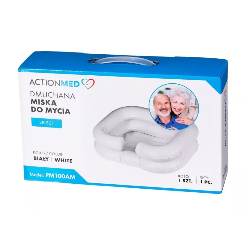 Bacinella gonfiabile per lavaggio ActionMed PM100AM — vaschetta rettangolare per igiene e riabilitazione con pompa, bianco