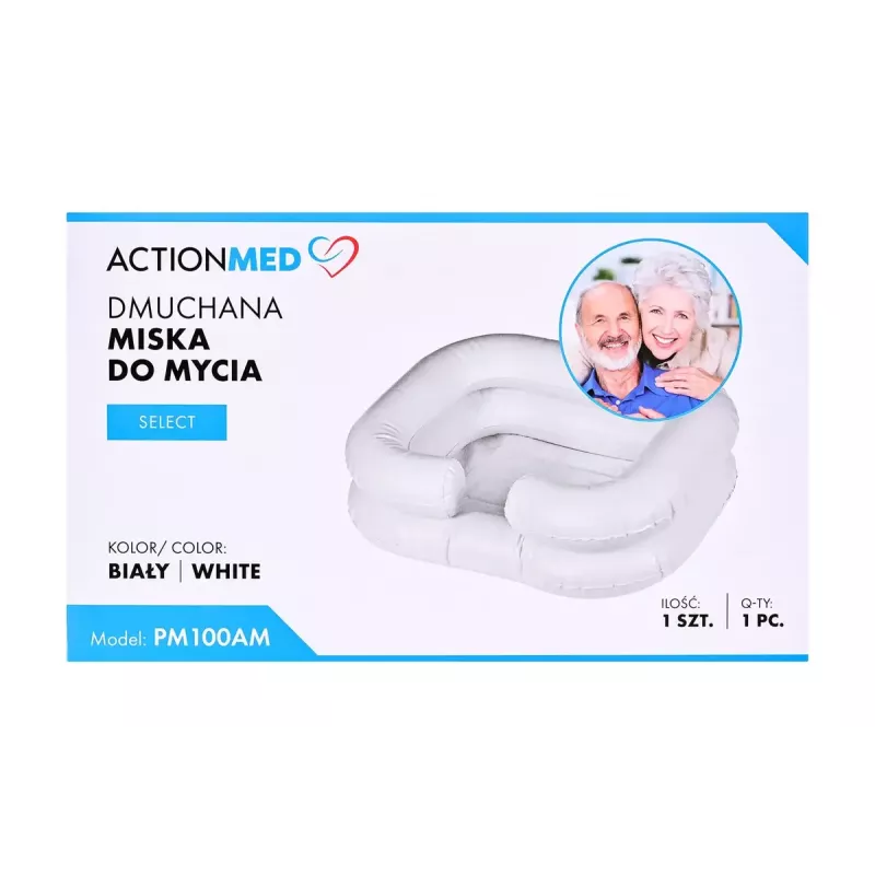 Bacinella gonfiabile per lavaggio ActionMed PM100AM — vaschetta rettangolare per igiene e riabilitazione con pompa, bianco