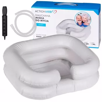 Bacinella gonfiabile per lavaggio ActionMed PM100AM — vaschetta rettangolare per igiene e riabilitazione con pompa, bianco