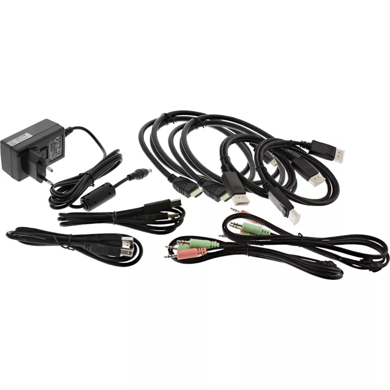 Switch KVM desktop InLine, 2 porte, doppio monitor, DP+HDMI, 4K, USB 3.0, audio