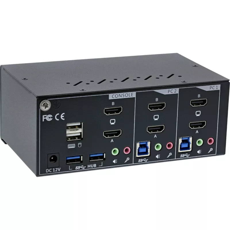 Switch KVM desktop InLine 62652I 2 porte doppio monitor HDMI 4K USB 3.0 audio