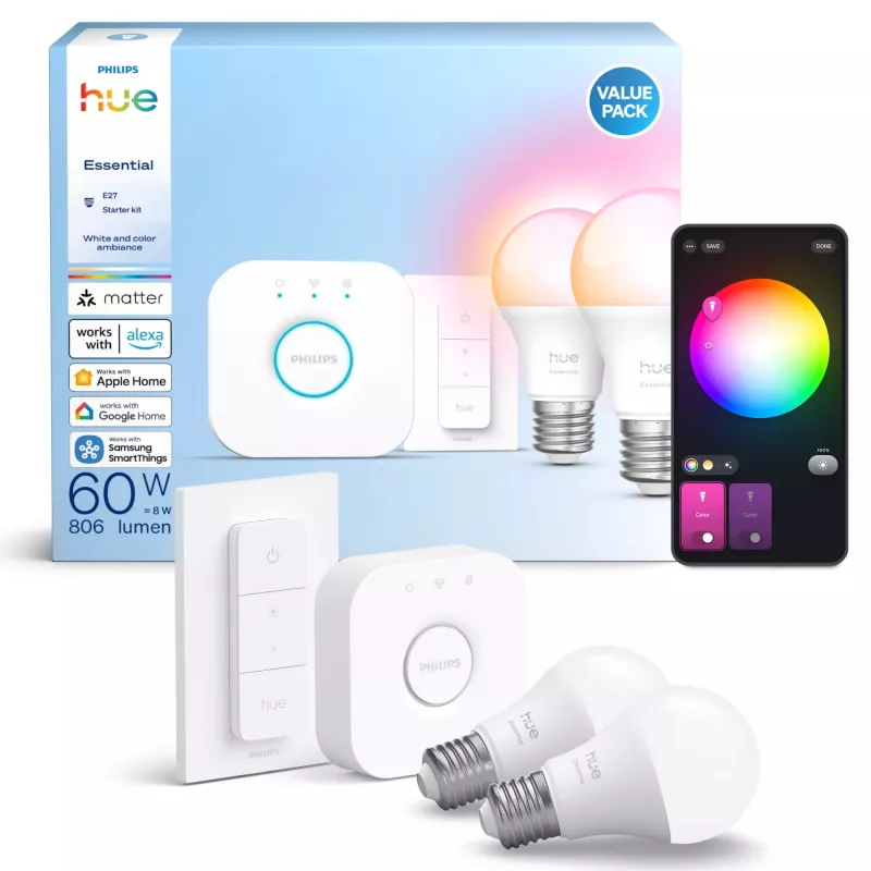 Lampada LED smart Philips Hue White and Colour Ambience E27 Bluetooth 8 W, 111 mm, 6 cm Ø (confezione da 2)