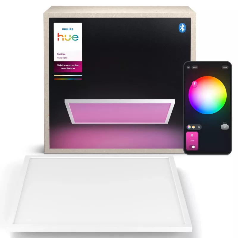 Pannello LED quadrato Philips Surimu Square Panel, Bluetooth, bianco, corpo in alluminio, 220–240 V