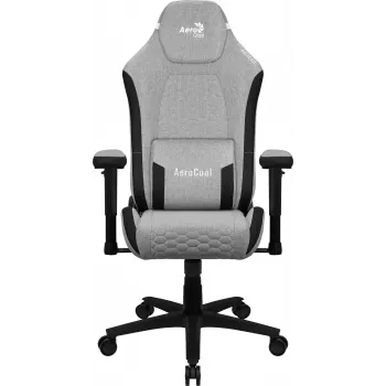 Sedia da gaming universale AEROCOOL CROWNASHGR — seduta/schienale imbottiti grigi, braccioli 2D, struttura in acciaio, pistone a gas classe 4, peso massimo utente 150 kg