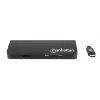 Manhattan dock/hub USB-C con lettore di schede, porte (x5): Ethernet, USB-A (3) e USB-C, 5 Gbit/s (USB 3.2 Gen1 alias USB 3.0), con Power Delivery (100W) alla porta USB-C (nota: alimentatore USB-C e cavo USB-C aggiuntivi necessari), universale per tutti i dispositivi, alluminio