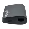 Manhattan dock/hub USB-C con lettore di schede, porte (x5): Ethernet, USB-A (3) e USB-C, 5 Gbit/s (USB 3.2 Gen1 alias USB 3.0), con Power Delivery (100W) alla porta USB-C (nota: alimentatore USB-C e cavo USB-C aggiuntivi necessari), universale per tutti i dispositivi, alluminio