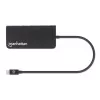 Manhattan dock/hub USB-C con lettore di schede, porte (x5): Ethernet, USB-A (3) e USB-C, 5 Gbit/s (USB 3.2 Gen1 alias USB 3.0), con Power Delivery (100W) alla porta USB-C (nota: alimentatore USB-C e cavo USB-C aggiuntivi necessari), universale per tutti i dispositivi, alluminio