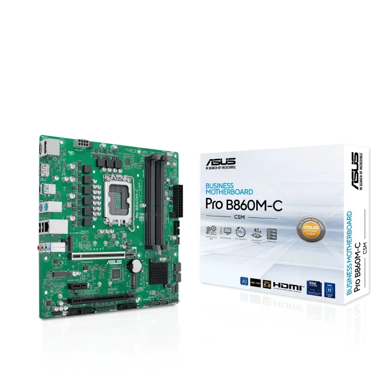 Scheda madre ASUS PRO B860M-C-CSM — Intel B860, LGA 1851 (Socket V1), Micro ATX, 4× DIMM DDR5, 256 GB max