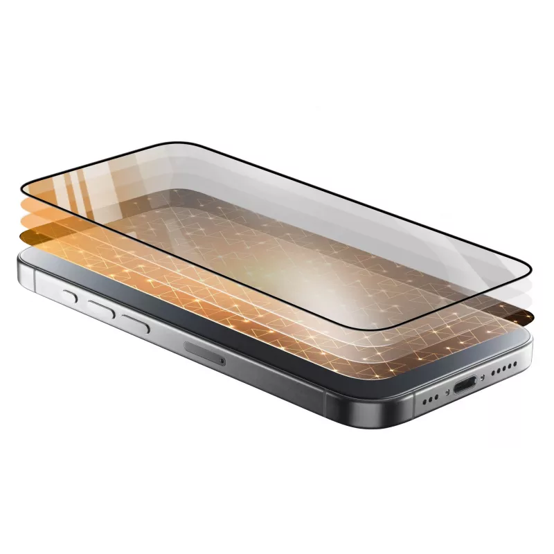 Cellularline Fortified Xtreme Glass - iPhone 16 vetro temperato ultraresistente con bordi rinforzati, facile da applicare ed estremamente resistente