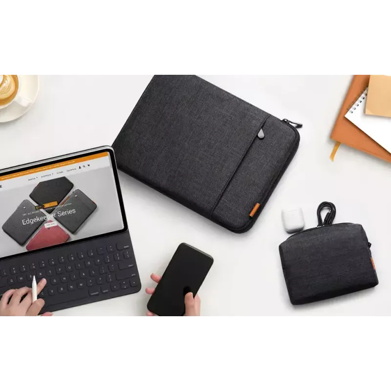 Inateck LB01006/S1 borsa per laptop con tasca per accessori, 14 pollici, nero/grigio