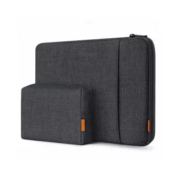Inateck LB01006/S1 borsa per laptop con tasca per accessori, 14 pollici, nero/grigio