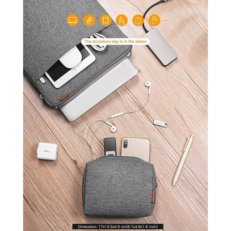 Inateck LB01006/S1 borsa per laptop con tasca per accessori, 13,3 pollici, grigio
