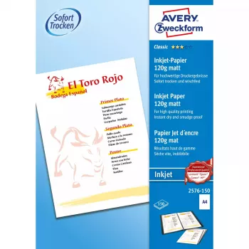 Carta per stampa A4 Avery 2576-150 opaca 150 fogli bianco