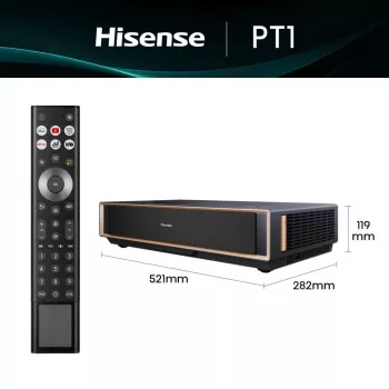 Proiettore HISENSE PT1 3D Smart-TV, nativo 16:9, Wi‑Fi & Ethernet, HDR (HLG), HDMI 2.0/2.1, nero